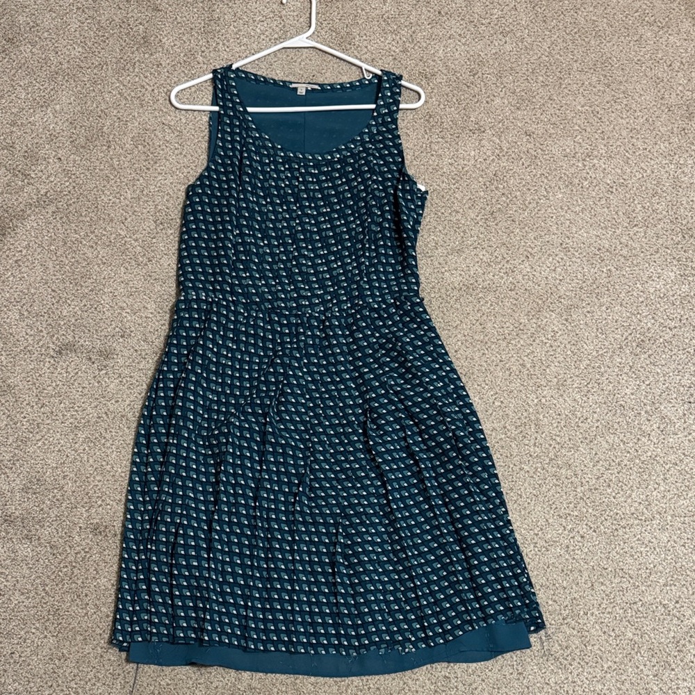Halogen Teal Patterned Midi Dress
